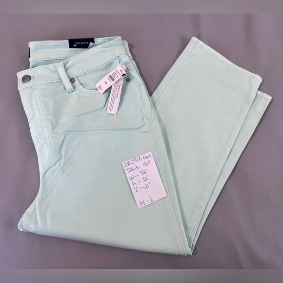 NWT‎ Talbots STRAIGHT LEG CROP JEANS - Size 12 Light Green - Picture 12 of 13